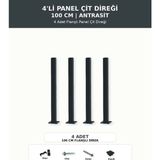 Başkent Çit Sistemleri 4'lü Panel Çit Direği 100CM Yükseklik Antrasit Renk - 100 x 100