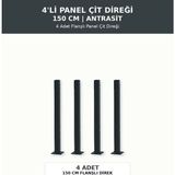 Başkent Çit Sistemleri 4'lü Panel Çit Direği 150CM Yükseklik Antrasit Renk - 150 x 150
