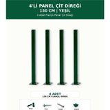 Başkent Çit Sistemleri 4'lü Panel Çit Direği 150CM Yükseklik Yeşil Renk - 150 x 150