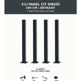Başkent Çit Sistemleri 4'lü Panel Çit Direği 200CM Yükseklik Antrasit Renk - 200 x 200
