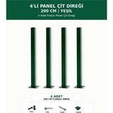 Başkent Çit Sistemleri 4'lü Panel Çit Direği 200CM Yükseklik Yeşil Renk - 200 x 200