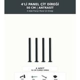 Başkent Çit Sistemleri 4'lü Panel Çit Direği 50CM Yükseklik Antrasit Renk - 50 x 50