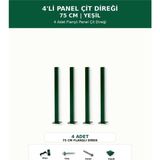 Başkent Çit Sistemleri 4'lü Panel Çit Direği 75CM Yükseklik Yeşil Renk - 75 x 75
