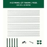 Başkent Çit Sistemleri 4'lü Panel Çit Takım + 1 Direk 10 Metre 100CM Yükseklik Yeşil Renk - 100 x 250