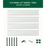 Başkent Çit Sistemleri 4'lü Panel Çit Takım + 1 Direk 10 Metre 120CM Yükseklik Yeşil Renk - 120 x 250