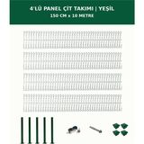 Başkent Çit Sistemleri 4'lü Panel Çit Takım + 1 Direk 10 Metre 150CM Yükseklik Yeşil Renk - 150 x 250