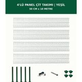Başkent Çit Sistemleri 4'lü Panel Çit Takım + 1 Direk 10 Metre 50CM Yükseklik Yeşil Renk - 50 x 250