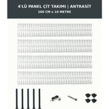 Başkent Çit Sistemleri 4'lü Panel Çit Takım 100CM Yükseklik 10 Metre Uzunluk + Bahçe Kapısı 100X100CM Antrasit Renk - 100 x 100