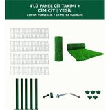 Başkent Çit Sistemleri 4'lü Panel Çit Takım 150CM Yükseklik 10 Metre Uzunluk + Çim Çit 150CM Yeşil Renk - 150 x 250