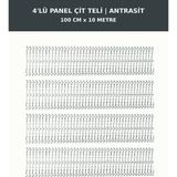 Başkent Çit Sistemleri 4'lü Panel Çit Teli 10 Metre 100CM Yükseklik Antrasit Renk - 100 x 250