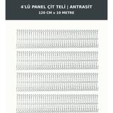 Başkent Çit Sistemleri 4'lü Panel Çit Teli 10 Metre 120CM Yükseklik Antrasit Renk - 120 x 250