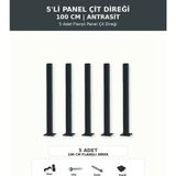 Başkent Çit Sistemleri 5'li Panel Çit Direği 100CM Yükseklik Antrasit Renk - 100 x 100