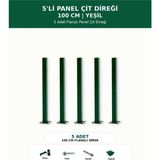 Başkent Çit Sistemleri 5'li Panel Çit Direği 100CM Yükseklik Yeşil Renk - 100 x 100