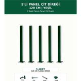 Başkent Çit Sistemleri 5'li Panel Çit Direği 120CM Yükseklik Yeşil Renk - 120 x 120