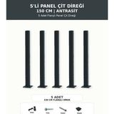 Başkent Çit Sistemleri 5'li Panel Çit Direği 150CM Yükseklik Antrasit Renk - 150 x 150