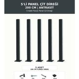 Başkent Çit Sistemleri 5'li Panel Çit Direği 200CM Yükseklik Antrasit Renk - 200 x 200
