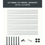 Başkent Çit Sistemleri 5'li Panel Çit Takım + 1 Direk 12,5 Metre 100CM Yükseklik Antrasit Renk - 100 x 250