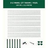 Başkent Çit Sistemleri 5'li Panel Çit Takım + 1 Direk 12,5 Metre 100CM Yükseklik Yeşil Renk - 100 x 250