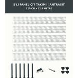 Başkent Çit Sistemleri 5'li Panel Çit Takım + 1 Direk 12,5 Metre 120CM Yükseklik Antrasit Renk - 120 x 250