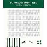 Başkent Çit Sistemleri 5'li Panel Çit Takım + 1 Direk 12,5 Metre 120CM Yükseklik Yeşil Renk - 120 x 250