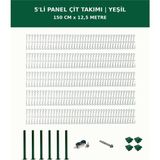 Başkent Çit Sistemleri 5'li Panel Çit Takım + 1 Direk 12,5 Metre 150CM Yükseklik Yeşil Renk - 150 x 250