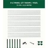 Başkent Çit Sistemleri 5'li Panel Çit Takım + 1 Direk 12,5 Metre 75CM Yükseklik Yeşil Renk - 75 x 250