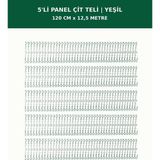 Başkent Çit Sistemleri 5'li Panel Çit Teli 12,5 Metre 120CM Yükseklik Yeşil Renk - 120 x 250