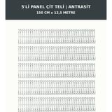 Başkent Çit Sistemleri 5'li Panel Çit Teli 12,5 Metre 150CM Yükseklik Antrasit Renk - 150 x 250