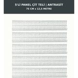 Başkent Çit Sistemleri 5'li Panel Çit Teli 12,5 Metre 75CM Yükseklik Antrasit Renk - 75 x 250