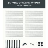 Başkent Çit Sistemleri 8'li Panel Çit Takım + 1 Direk 20 Metre 100CM Yükseklik Antrasit Renk - 100 x 250
