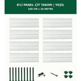 Başkent Çit Sistemleri 8'li Panel Çit Takım + 1 Direk 20 Metre 100CM Yükseklik Yeşil Renk - 100 x 250