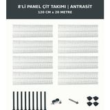 Başkent Çit Sistemleri 8'li Panel Çit Takım + 1 Direk 20 Metre 120CM Yükseklik Antrasit Renk - 120 x 250