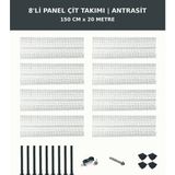 Başkent Çit Sistemleri 8'li Panel Çit Takım + 1 Direk 20 Metre 150CM Yükseklik Antrasit Renk - 150 x 250