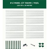 Başkent Çit Sistemleri 8'li Panel Çit Takım + 1 Direk 20 Metre 150CM Yükseklik Yeşil Renk - 150 x 250