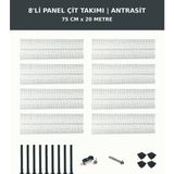 Başkent Çit Sistemleri 8'li Panel Çit Takım + 1 Direk 20 Metre 75CM Yükseklik Antrasit Renk - 75 x 250