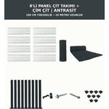 Başkent Çit Sistemleri 8'li Panel Çit Takım 100CM Yükseklik 20 Metre Uzunluk + Çim Çit 100CM Antrasit Renk - 100 x 250