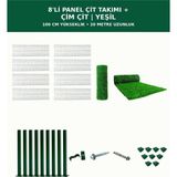 Başkent Çit Sistemleri 8'li Panel Çit Takım 100CM Yükseklik 20 Metre Uzunluk + Çim Çit 100CM Yeşil Renk - 100 x 250