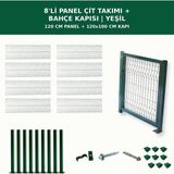 Başkent Çit Sistemleri 8'li Panel Çit Takım 120CM Yükseklik 20 Metre Uzunluk + Bahçe Kapısı 120X100CM Yeşil Renk - 120 x 100