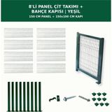 Başkent Çit Sistemleri 8'li Panel Çit Takım 150CM Yükseklik 20 Metre Uzunluk + Bahçe Kapısı 150X100CM Yeşil Renk - 150 x 100
