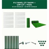 Başkent Çit Sistemleri 8'li Panel Çit Takım 50CM Yükseklik 20 Metre Uzunluk + Çim Çit 50CM Yeşil Renk - 50 x 250