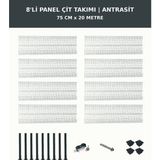Başkent Çit Sistemleri 8'li Panel Çit Takım 75CM Yükseklik 20 Metre Uzunluk + Çim Çit 75CM Antrasit Renk - 75 x 250