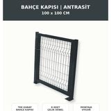 Başkent Çit Sistemleri Bahçe Kapısı Mandallı Asma Kilitli Panel Çit Uyumlu 100X100CM Antrasit Renk - 100 x 100
