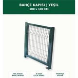 Başkent Çit Sistemleri Bahçe Kapısı Mandallı Asma Kilitli Panel Çit Uyumlu 100X100CM Yeşil Renk - 100 x 100