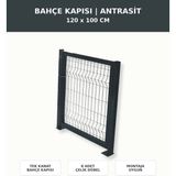 Başkent Çit Sistemleri Bahçe Kapısı Mandallı Asma Kilitli Panel Çit Uyumlu 120X100CM Antrasit Renk - 120 x 100