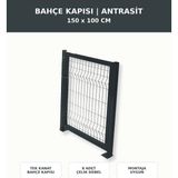 Başkent Çit Sistemleri Bahçe Kapısı Mandallı Asma Kilitli Panel Çit Uyumlu 150X100CM Antrasit Renk - 150 x 100