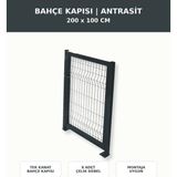 Başkent Çit Sistemleri Bahçe Kapısı Mandallı Asma Kilitli Panel Çit Uyumlu 200X100CM Antrasit Renk - 200 x 100