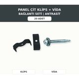 Başkent Çit Sistemleri Panel Çit Direği Klips - Vida 20'li Antrasit Renk - Tek Ebat