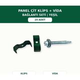 Başkent Çit Sistemleri Panel Çit Direği Klips - Vida 20'li Yeşil Renk - Tek Ebat