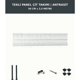 Başkent Çit Sistemleri Panel Çit Takım + 1 Direk 2,5 Metre 50CM Yükseklik Antrasit Renk - 50 x 250