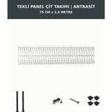 Başkent Çit Sistemleri Panel Çit Takım + 1 Direk 2,5 Metre 75CM Yükseklik Antrasit Renk - 75 x 250